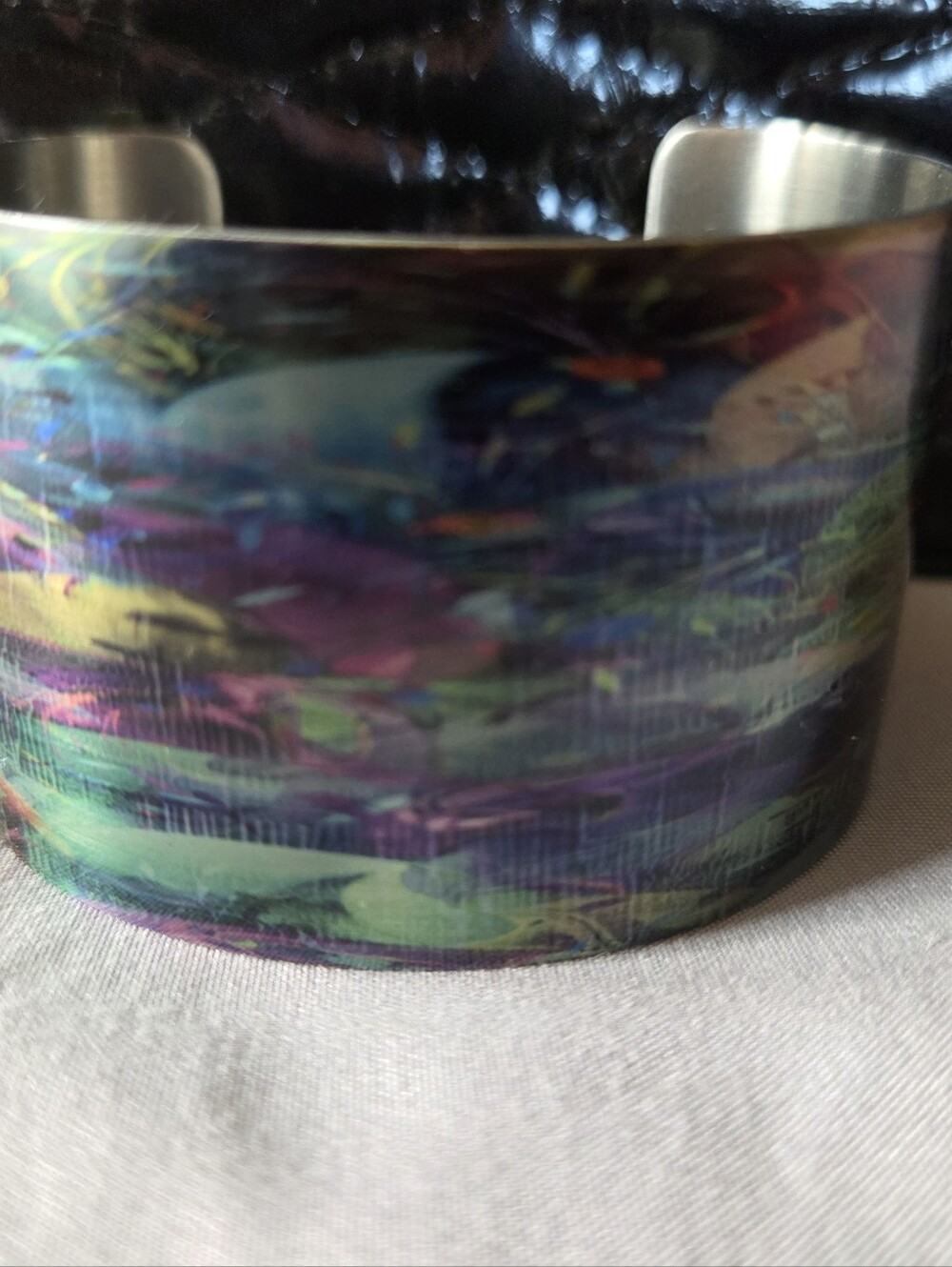 Rare Tattooed Steel "Bliss" Cuff
